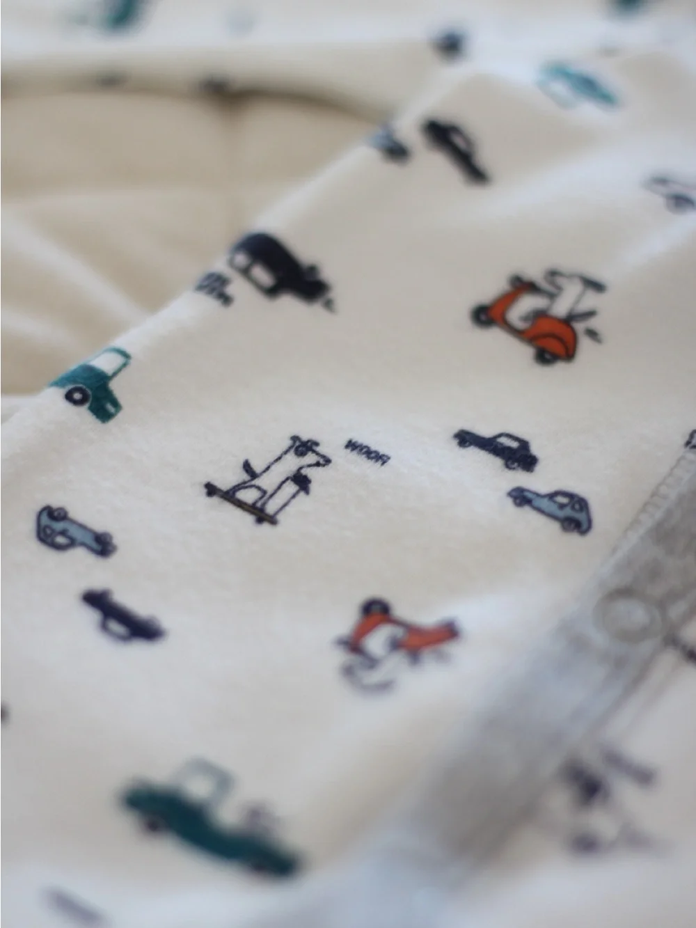Carter's White Footed One-Piece with Vehicle and Bear Accents
